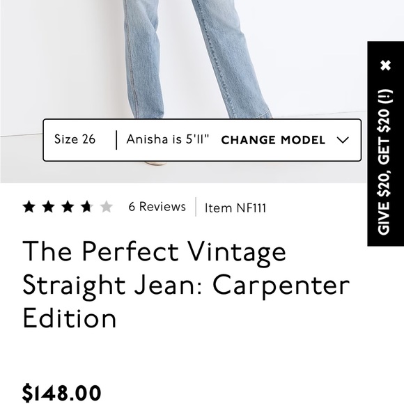Madewell The Perfect Vintage Straight Jean: Carpenter Edition - Picture 5 of 7